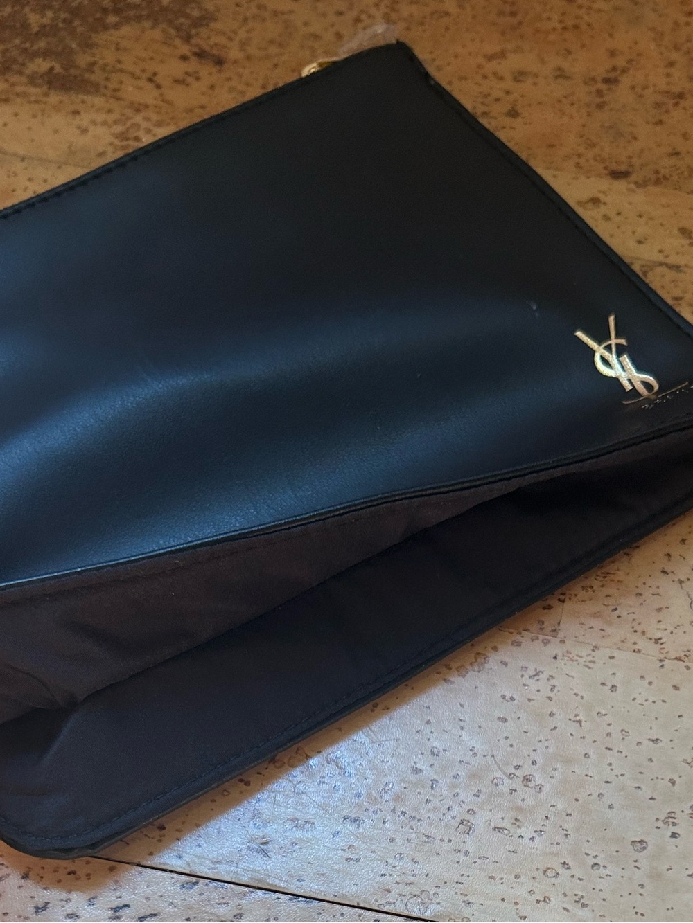 Yves Saint Laurent Beauté Black Faux Leather Cosmetic Makeup Pouch Clutch NWOT - Picture 4 of 5